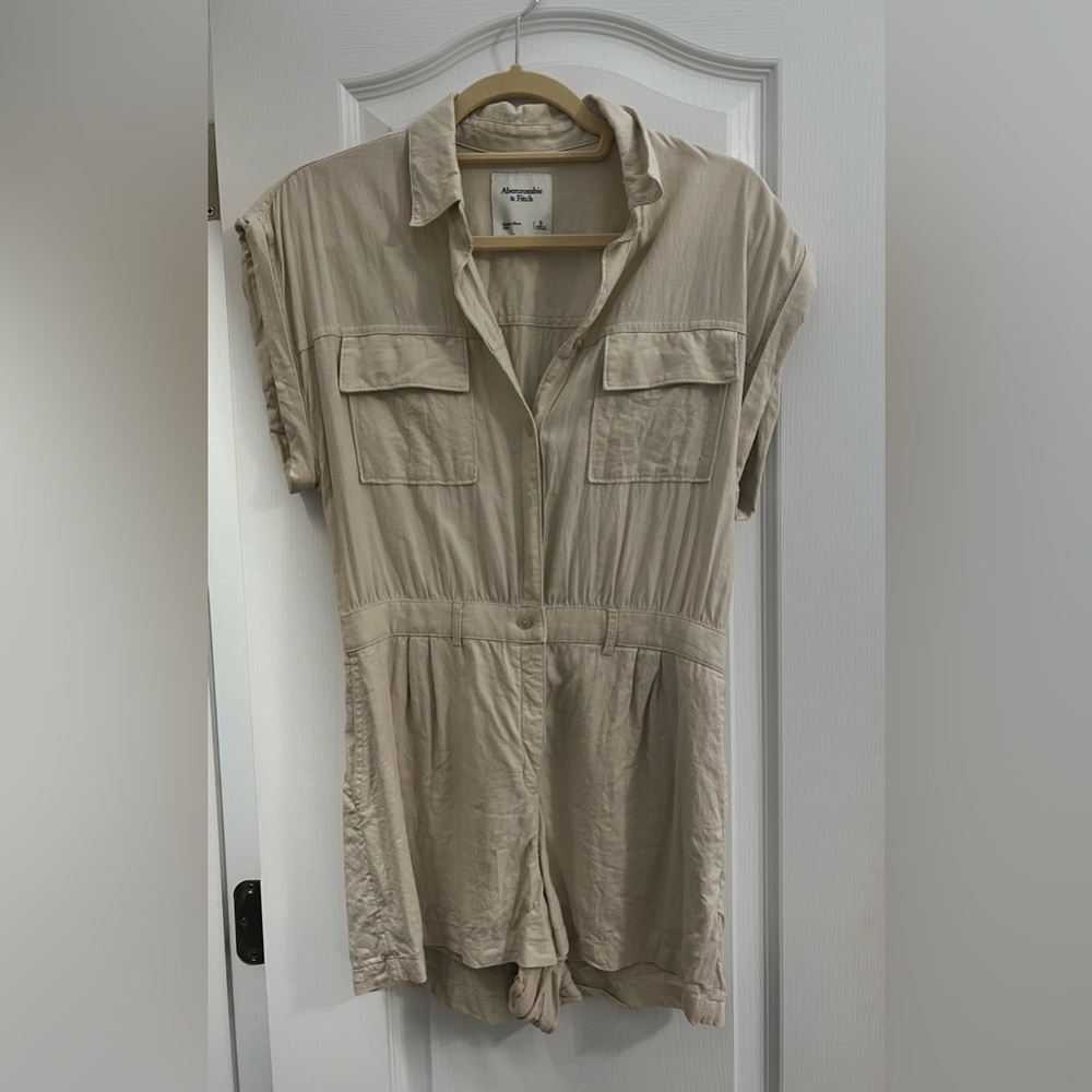 A&F utility romper tan
